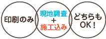 印刷のみ・現地調査+施工込み・どちらもOK